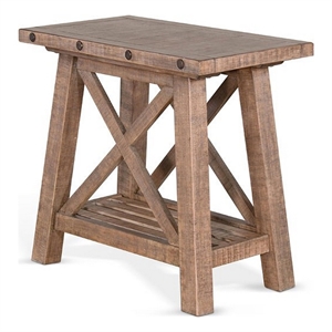 Anva Accent Chairside Table- Light Brown Mahogany- Rectangular 28 Inch