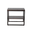 Lery Accent Chairside Table- Dark Brown Wood- Black Metal- 24 Inch