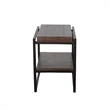 Lery Accent Chairside Table- Dark Brown Wood- Black Metal- 24 Inch