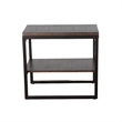 Lery Accent Chairside Table- Dark Brown Wood- Black Metal- 24 Inch
