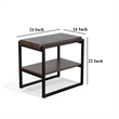 Lery Accent Chairside Table- Dark Brown Wood- Black Metal- 24 Inch