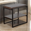 Lery Accent Chairside Table- Dark Brown Wood- Black Metal- 24 Inch