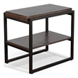 Lery Accent Chairside Table- Dark Brown Wood- Black Metal- 24 Inch