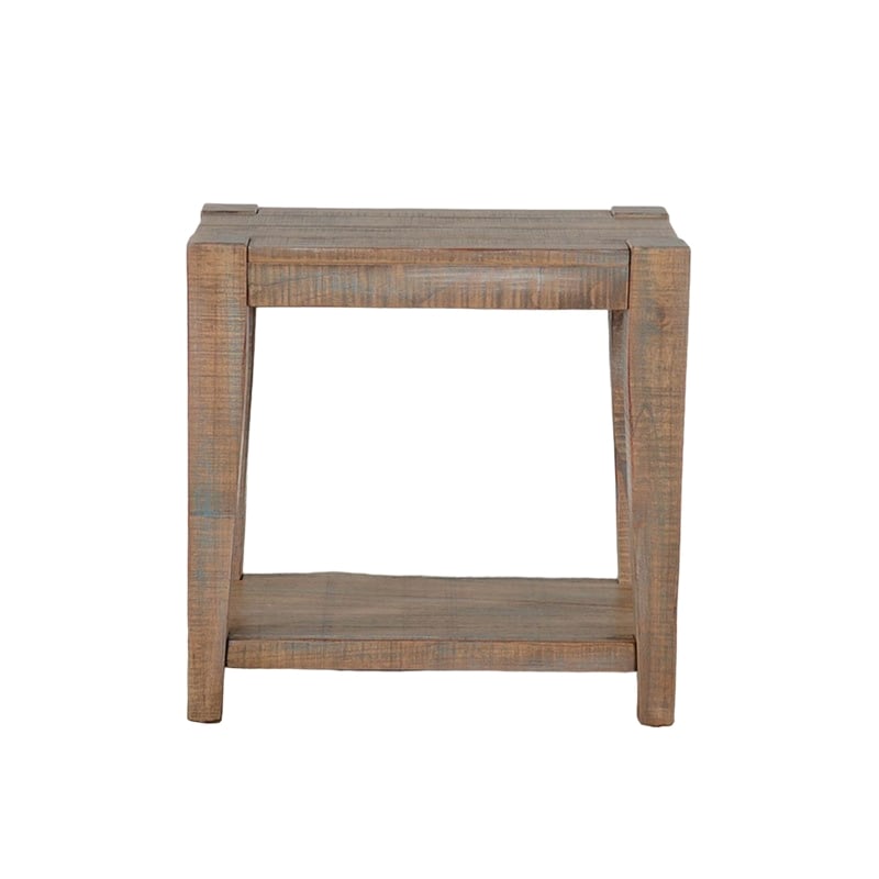 Lilly Accent Chairside Table- Light Brown Wood- Rectangular 25 Inch