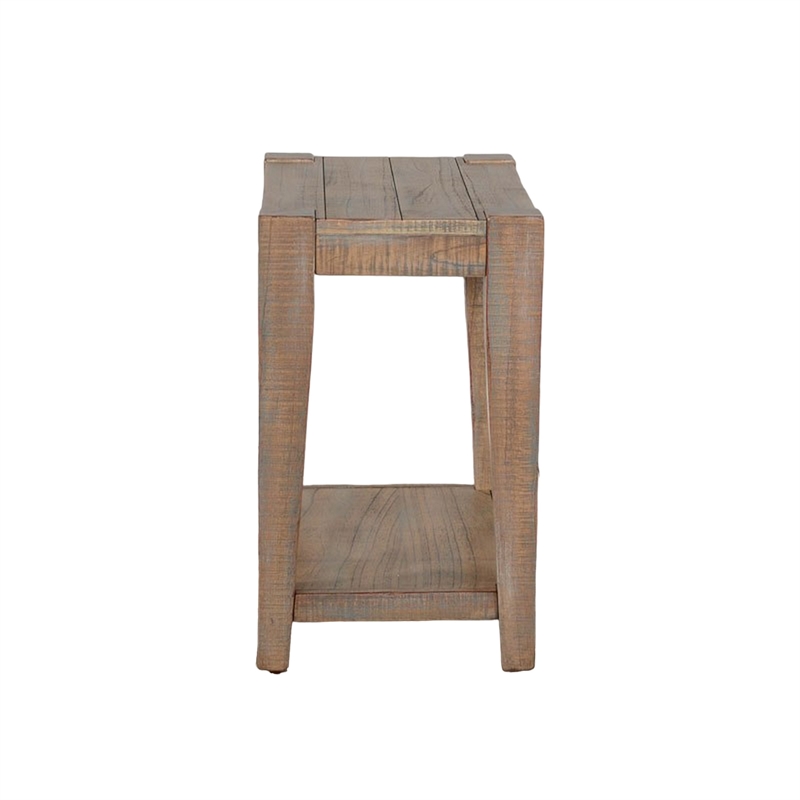 Lilly Accent Chairside Table- Light Brown Wood- Rectangular 25 Inch