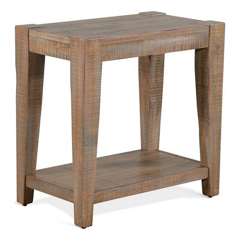 Lilly Accent Chairside Table- Light Brown Wood- Rectangular 25 Inch