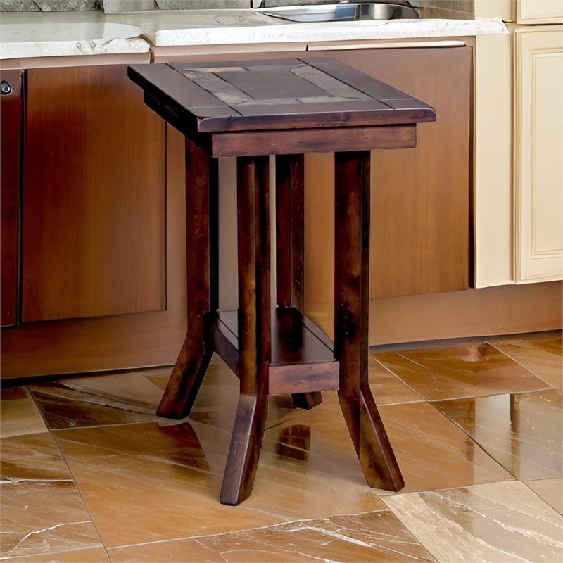 Odel Accent Chairside Table- Dark Brown Mahogany- Rectangular 25 Inch