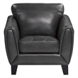 Sofy 37 Inch Accent Chair- Dark Gray Top Grain and Faux Leather- Solid Wood