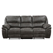 Tony 90 Inch Double Manual Recliner Sofa- Gray Microfiber- Solid Wood