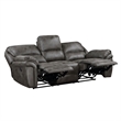 Tony 90 Inch Double Manual Recliner Sofa- Gray Microfiber- Solid Wood