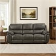 Tony 90 Inch Double Manual Recliner Sofa- Gray Microfiber- Solid Wood
