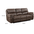 Tony 90 Inch Power Double Recliner Sofa- USB Charging Port Brown Microfiber