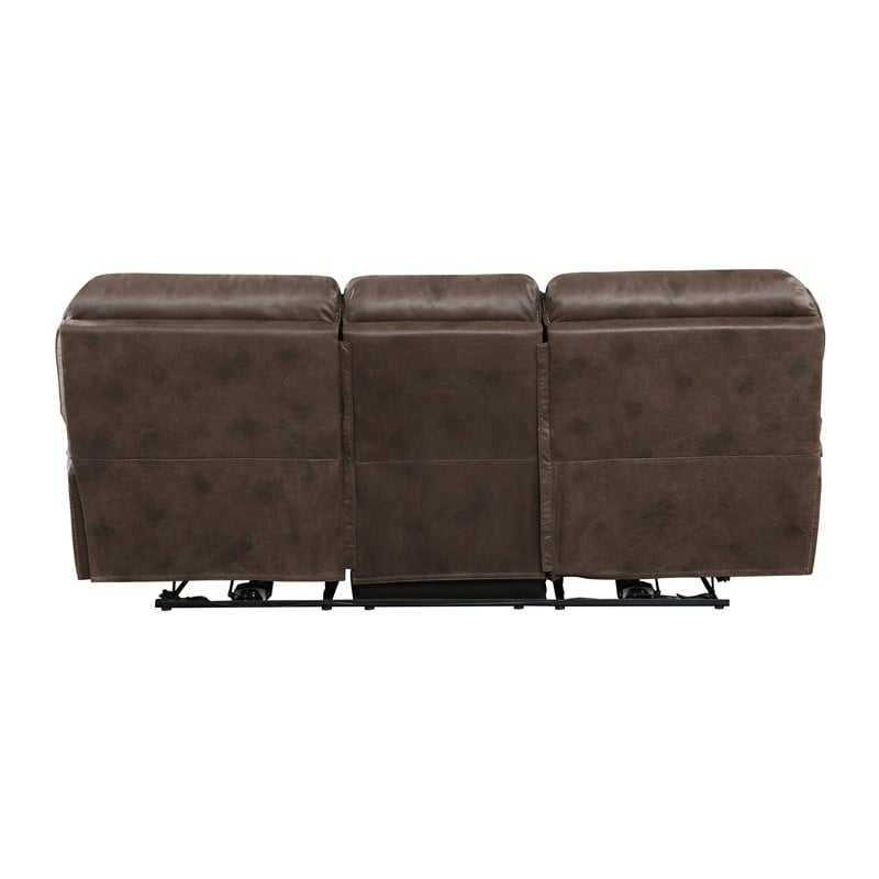Tony 90 Inch Power Double Recliner Sofa- USB Charging Port Brown Microfiber
