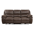 Tony 90 Inch Power Double Recliner Sofa- USB Charging Port Brown Microfiber