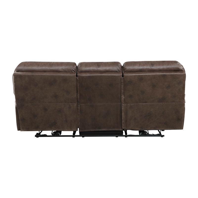 Tony 90 Inch Power Double Recliner Sofa- USB Charging Port Brown Microfiber