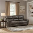 Tony 90 Inch Power Double Recliner Sofa- Gray Microfiber- USB Charging Port