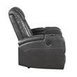 Emily 38 Inch Power Recliner Chair- Cooling Cupholder- LED- Gray PU Leather