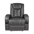 Emily 38 Inch Power Recliner Chair- Cooling Cupholder- LED- Gray PU Leather