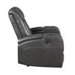 Emily 38 Inch Power Recliner Chair- Cooling Cupholder- LED- Gray PU Leather