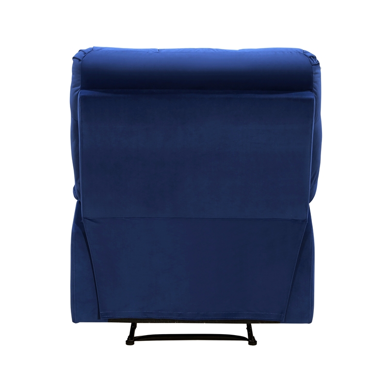 Patty 36 Inch Manual Recliner Chair- Cushioned- Blue Velvet- Solid Wood