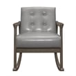 Ciao 37 Inch Rocking Chair Armchair- Light Gray Faux Leather- Solid Wood