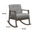 Ciao 37 Inch Rocking Chair Armchair- Light Gray Faux Leather- Solid Wood