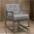 Ciao 37 Inch Rocking Chair Armchair- Light Gray Faux Leather- Solid Wood
