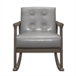 Ciao 37 Inch Rocking Chair Armchair- Light Gray Faux Leather- Solid Wood