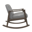 Ciao 37 Inch Rocking Chair Armchair- Light Gray Faux Leather- Solid Wood