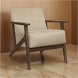 Rica 32 Inch Accent Armchair- Soft Beige Velvet- Walnut Brown Solid Wood
