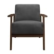 Rica 32 Inch Accent Armchair- Dark Gray Velvet- Walnut Brown Solid Wood