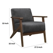 Rica 32 Inch Accent Armchair- Dark Gray Velvet- Walnut Brown Solid Wood