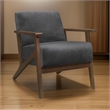 Rica 32 Inch Accent Armchair- Dark Gray Velvet- Walnut Brown Solid Wood