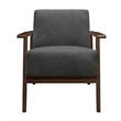 Rica 32 Inch Accent Armchair- Dark Gray Velvet- Walnut Brown Solid Wood