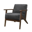 Rica 32 Inch Accent Armchair- Dark Gray Velvet- Walnut Brown Solid Wood