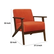Rica 32 Inch Accent Armchair- Soft Orange Velvet- Walnut Brown Solid Wood