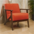 Rica 32 Inch Accent Armchair- Soft Orange Velvet- Walnut Brown Solid Wood