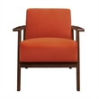 Rica 32 Inch Accent Armchair- Soft Orange Velvet- Walnut Brown Solid Wood