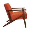 Rica 32 Inch Accent Armchair- Soft Orange Velvet- Walnut Brown Solid Wood
