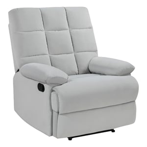 Patty 36 Inch Manual Recliner Chair- Cushioned- Light Gray Velvet- Wood
