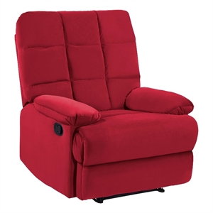 Patty 36 Inch Manual Recliner Chair- Soft Cushion- Red Velvet- Solid Wood