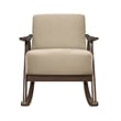 Tim 37 Inch Rocking Armchair- Beige Polyester- Walnut Brown Solid Wood