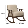 Tim 37 Inch Rocking Armchair- Beige Polyester- Walnut Brown Solid Wood
