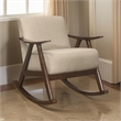 Tim 37 Inch Rocking Armchair- Beige Polyester- Walnut Brown Solid Wood