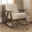 Tim 37 Inch Rocking Armchair- Beige Polyester- Walnut Brown Solid Wood