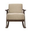 Tim 37 Inch Rocking Armchair- Beige Polyester- Walnut Brown Solid Wood