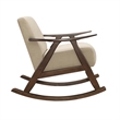 Tim 37 Inch Rocking Armchair- Beige Polyester- Walnut Brown Solid Wood