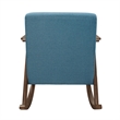 Tim 37 Inch Rocking Armchair- Blue Polyester- Walnut Brown Solid Wood