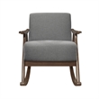 Tim 37 Inch Rocking Armchair- Gray Polyester- Walnut Brown Solid Wood