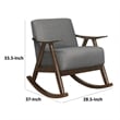 Tim 37 Inch Rocking Armchair- Gray Polyester- Walnut Brown Solid Wood